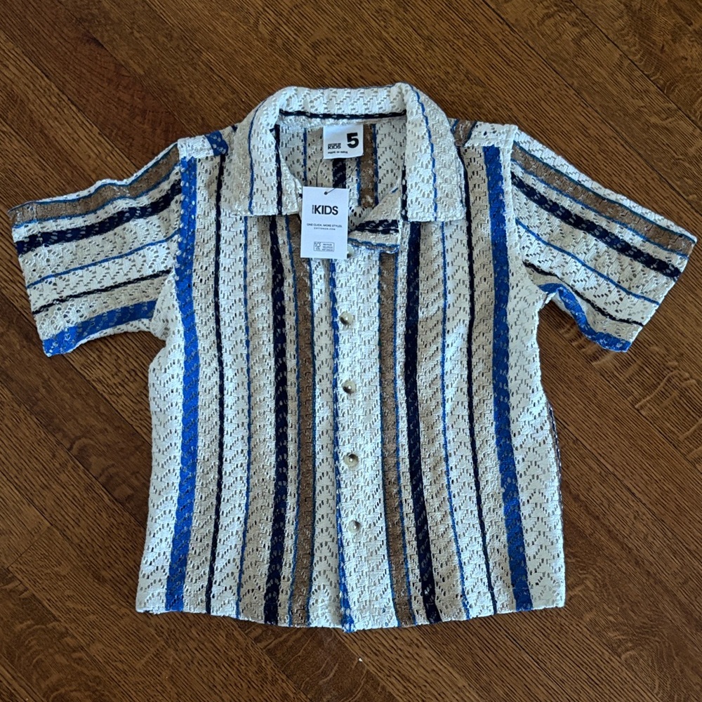 Cotton On Kids Blue and White Button Down Shirt